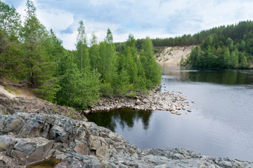 Fototapeta na wymiar Karelia. The volcano Girvas channel Pioneer.