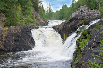 Karelia. The Kivach waterfall on the Suna river.