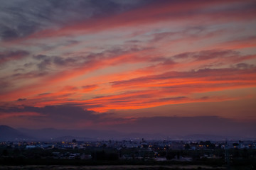 Sunset over mountains