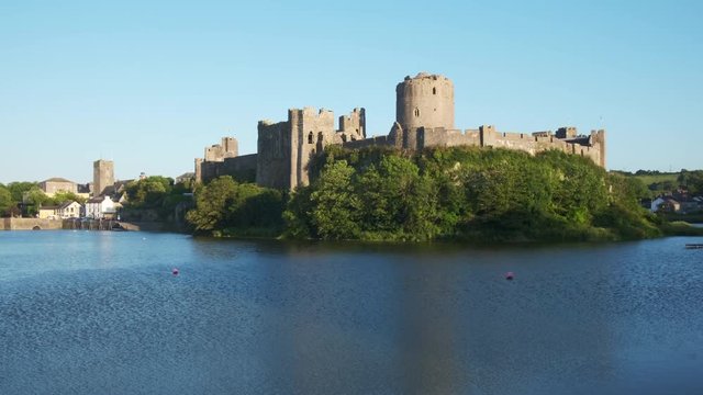 Pembroke Castle and Mill Pond Pembroke Pembrokeshire Wales Pembroke Castle