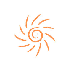 Sun with beams logo drawing isolated