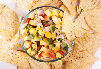 Pineapple salsa with chips