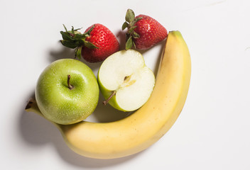 arrange fruit on white background