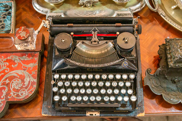Old antique typewriter on display in antique shop