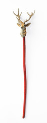 ancient magical wooden staff on a white background