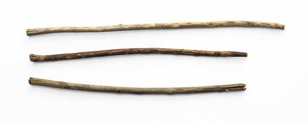 ancient wooden staff on a white background