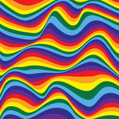 Abstract wavy background in bright rainbow colors.