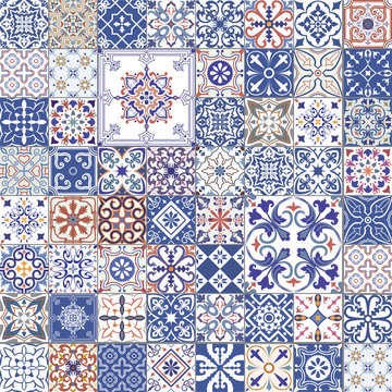 Big set of tiles in  portuguese style.