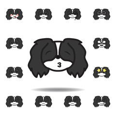 pekingese emoji kissing closed eyes multicolored icon. Set of pekingese emoji illustration icons. Signs, symbols can be used for web, logo, mobile app, UI, UX