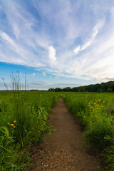 Obraz premium Dirt path at sunrise