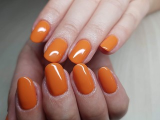 Beautiful colorful nails and hand manicure.