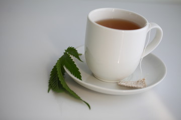 hemp tea .  medical cannabis leaf