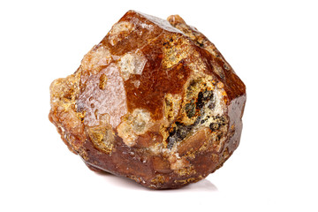 Macro stone Grossular mineral on white background