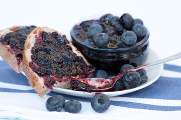 Sweet sandwich with blueberry jam.