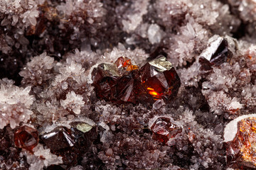 Macro stone mineral quartz Sphalerite on a white background