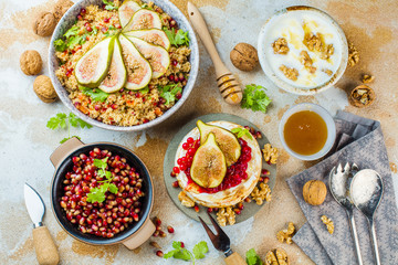 CousCous gericht mit Feigen und camambert käse 