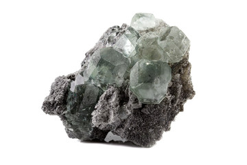 Macro stone Fluorite mineral on white background