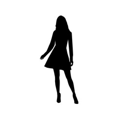 Black fashion vector silhouette of beautiful stylish woman