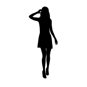 Black fashion vector silhouette of beautiful stylish woman