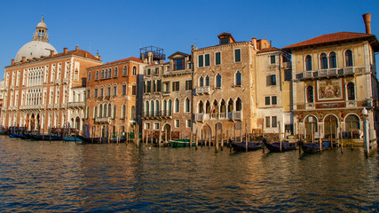 Fototapeta na wymiar Venice buildings along the Grand Canal in Venice, Italy