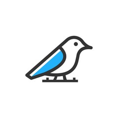sparrow bird logo vector line outline monoline icon mark symbol illustration