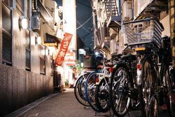 Fototapeta na wymiar Bicycles in Osaka