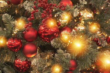 Obraz na płótnie Canvas Christmas background with festive decoration and text - Merry Christmas