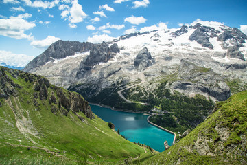 Naklejka na ściany i meble Alpine landscape in the Dolomites, Italy.
