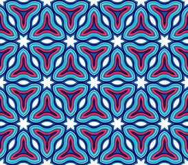 Abstract vector seamless pattern. Kaleidoscope of lines and shapes.