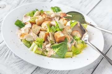 Portion of Caesar salad
