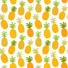 Seamless vector pattern with cute doodles pineapples.