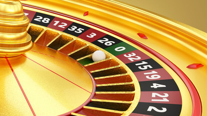 Gold Casino Roulette Wheel - 3D Illustration