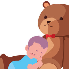 baby boy with toy cute bear