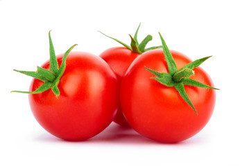 Cherry tomatoes on white background with clipping path