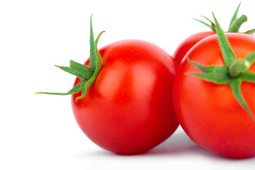 Cherry tomatoes on white background with clipping path