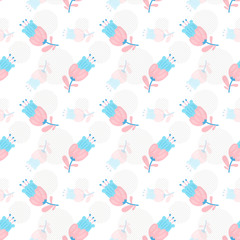 Cute watercolor pattern of decorative flowers on a white background. Perfect for packaging design, textiles, advertising