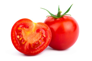 Cherry tomatoes on white background with clipping path