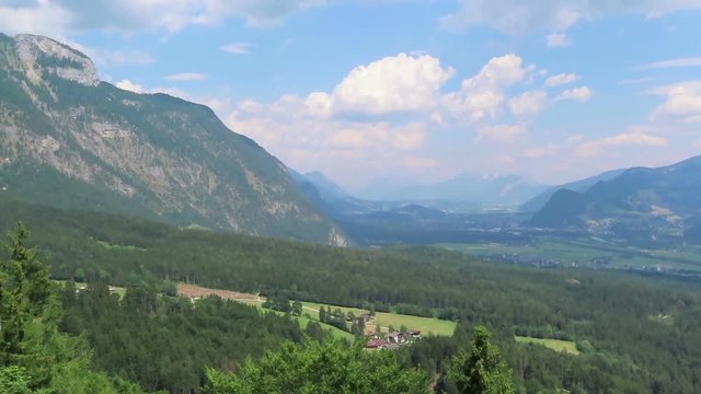Aerial view above Inntal Valley and begin of Zillertal Valley in Tirol Austria.