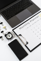 Documents and office supply isolated on white background