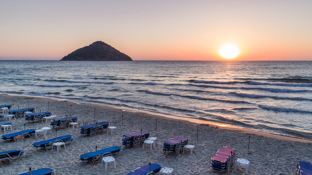 Paradise beach at sunrise. Greece