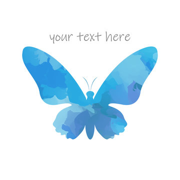 Watercolor butterfly isolated on white background, logo design.