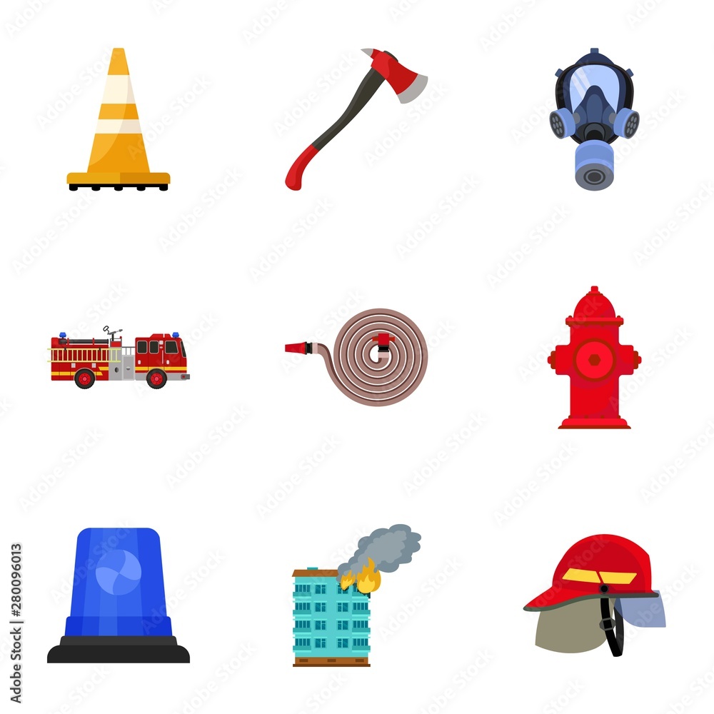 Poster firefighter icon set. flat set of 9 firefighter vector icons for web design isolated on white backgr