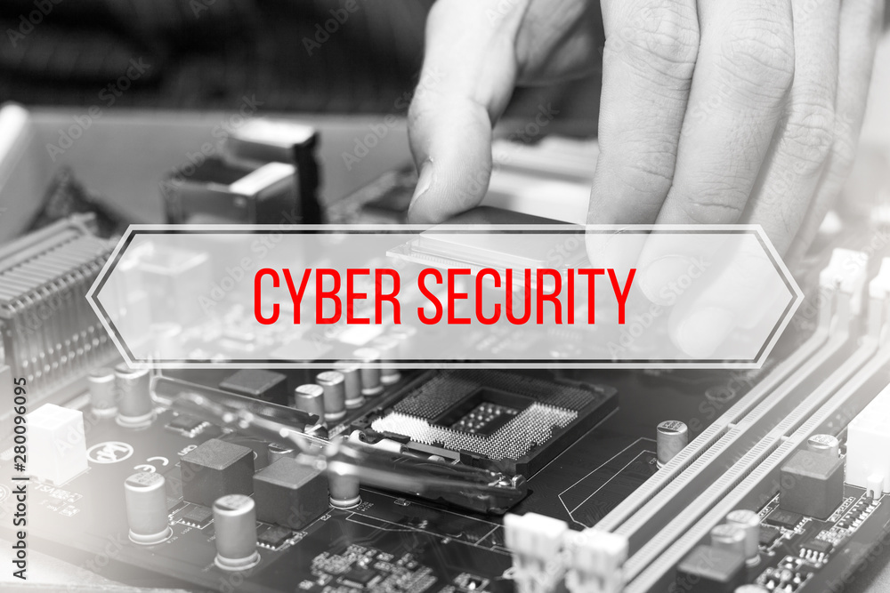 Poster computer concept with text cyber security