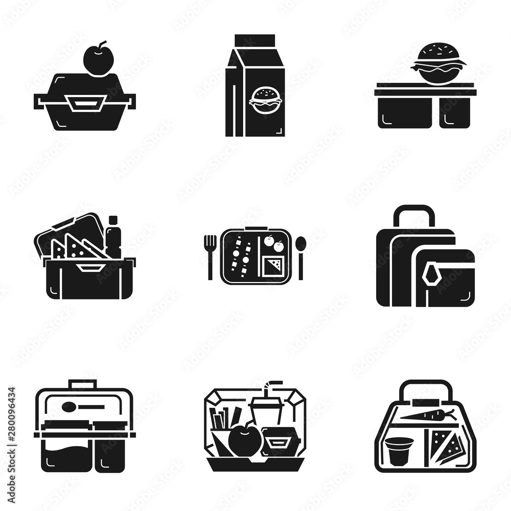Poster lunch box icon set. simple set of 9 lunch box vector icons for web design isolated on white backgrou