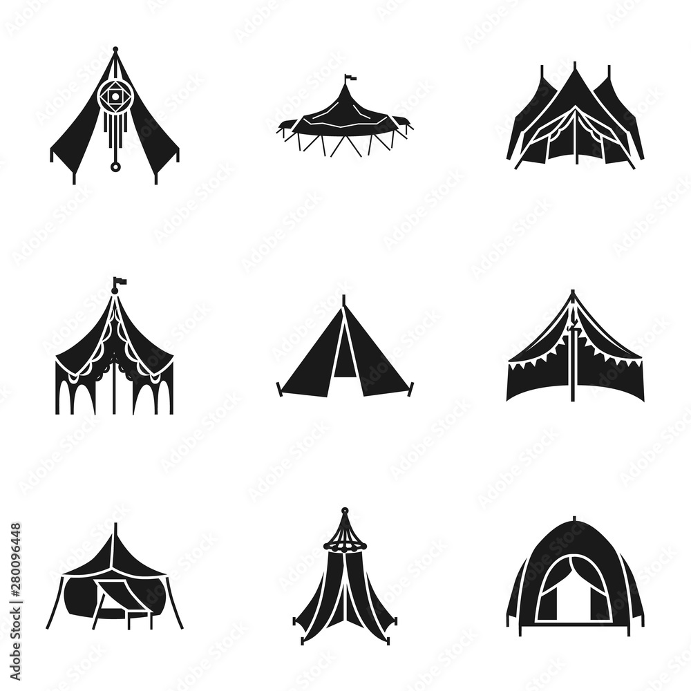 Poster tent icon set. simple set of 9 tent vector icons for web design isolated on white background