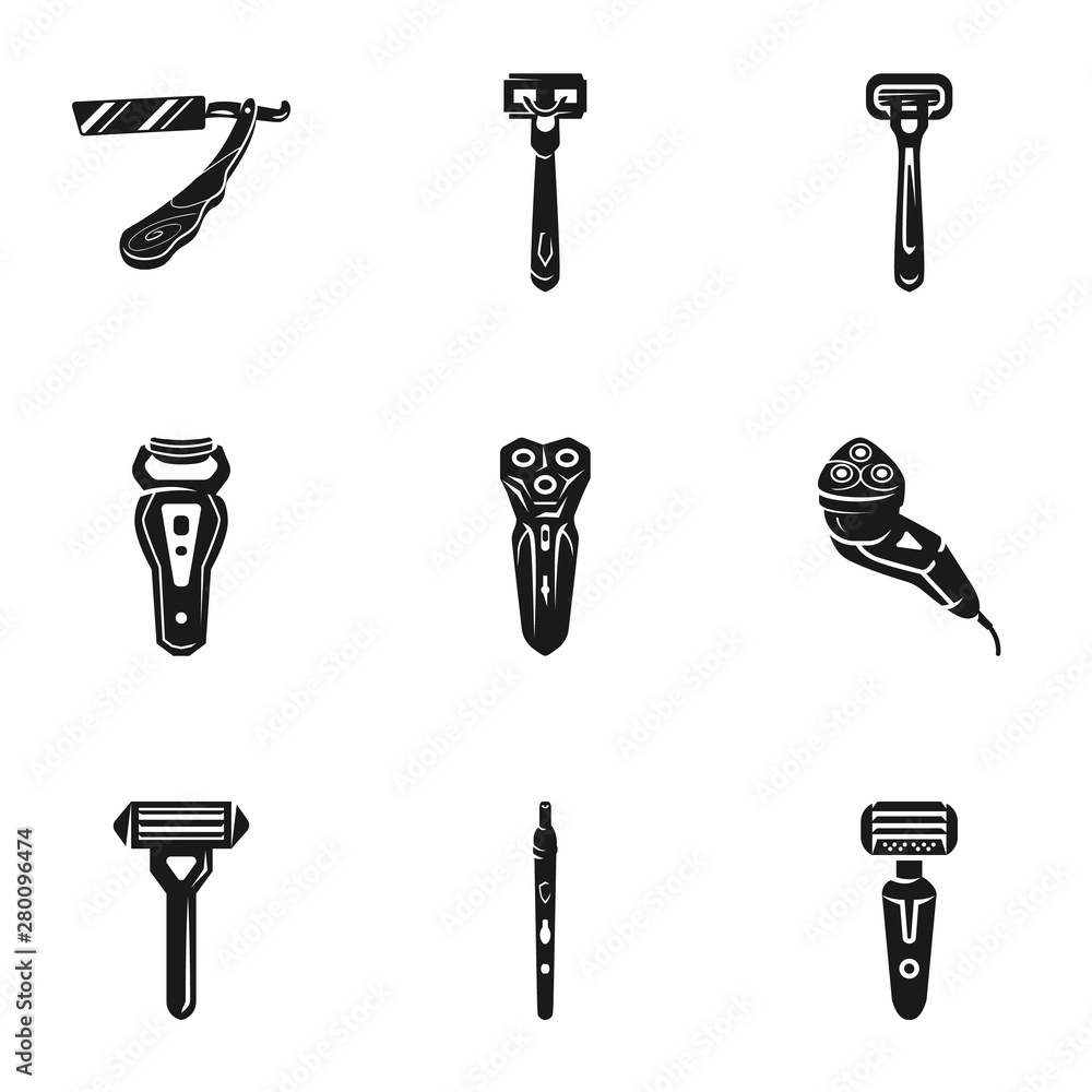 Poster shaver icon set. simple set of 9 shaver vector icons for web design isolated on white background
