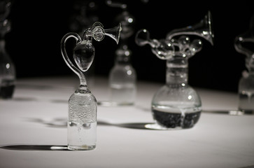 Magnetic resonance on whirpool water in glass black and white photo