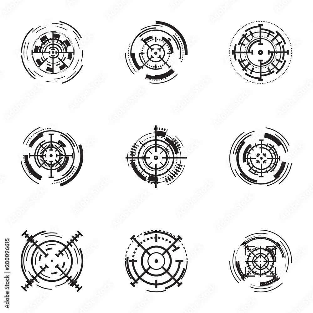 Poster target icon set. simple set of 9 target vector icons for web design isolated on white background