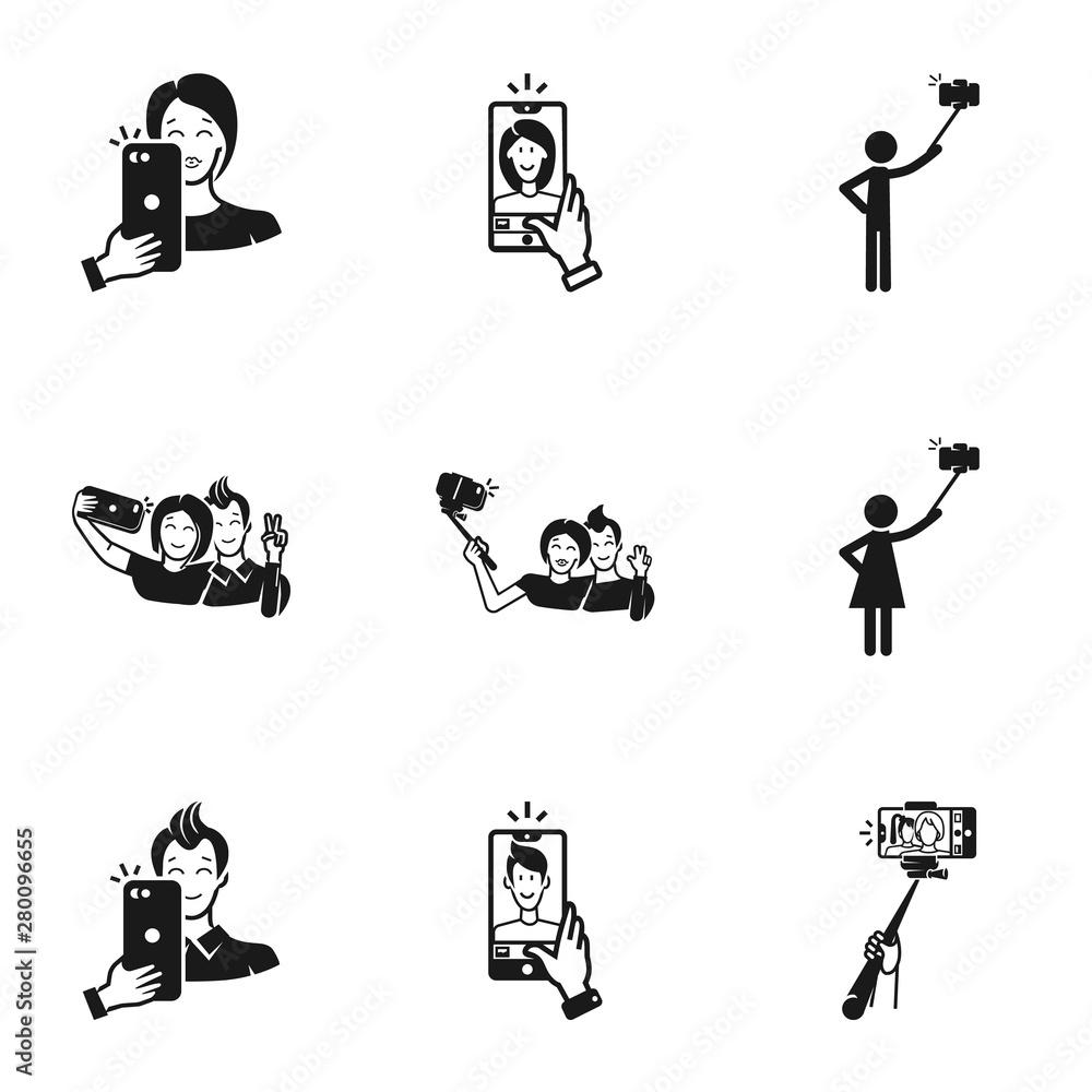 Poster selfie icon set. simple set of 9 selfie vector icons for web design isolated on white background