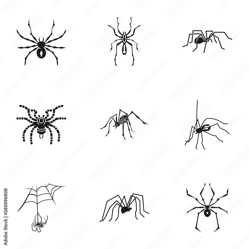Poster spider icon set. simple set of 9 spider vector icons for web design isolated on white background